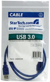 StarTech.com 3 ft. (0.9 m) USB 3.0 to Micro B Cable - SuperSpeed USB 3.0 5Gbps - Shielded USB A to USB Micro B - Blue - USB 3.0 Cable (USB3SAUB3) 3 Feet Blue