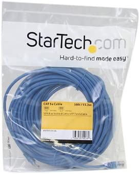 StarTech.com Cat5e Ethernet Cable - 50 ft - Blue - Patch Cable - Molded Cat5e Cable - Long Network Cable - Ethernet Cord - Cat 5e Cable - 50ft (M45PATCH50BL) 50 ft / 15m Blue