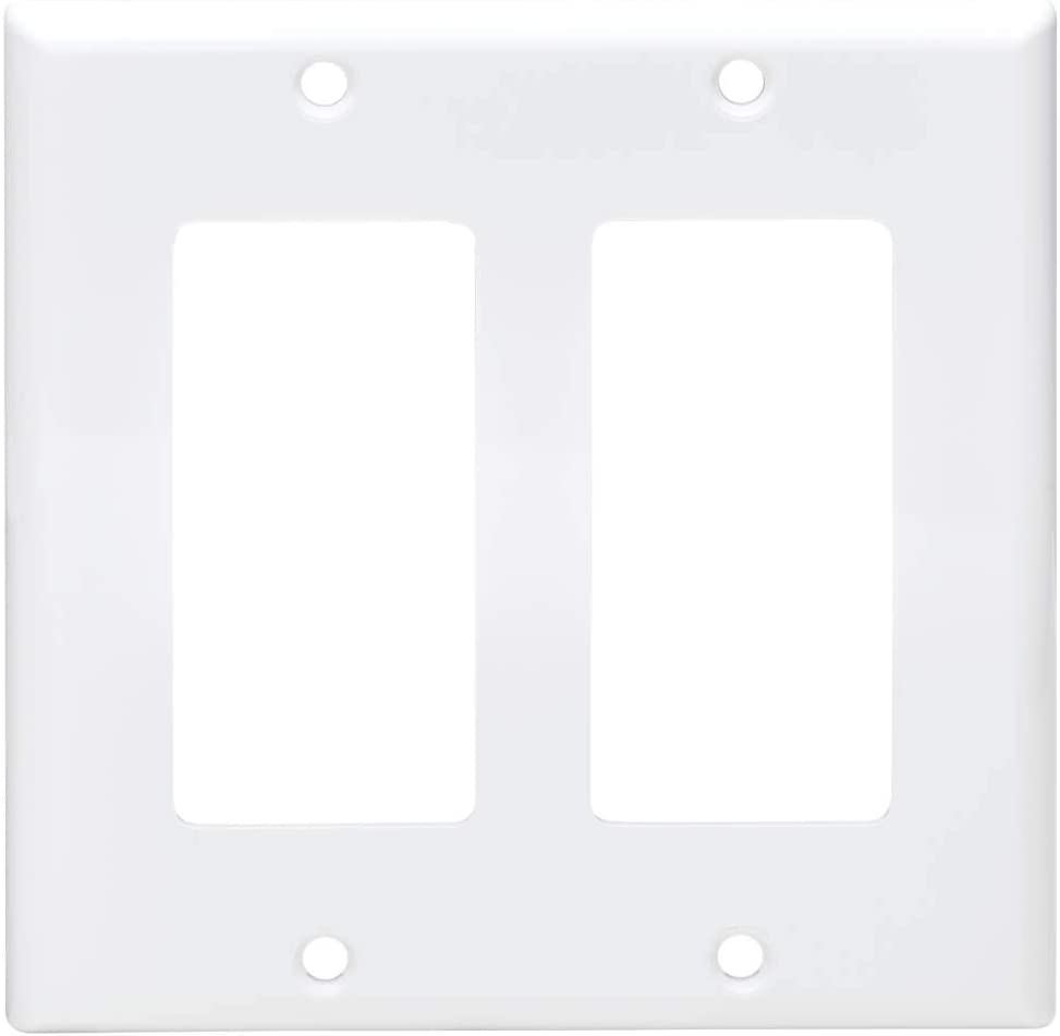 Tripp Lite Double Gang Wall Plate, 2-Gang Decora Style Face Plate, Device Plate Cover, Vertical, White (N042-100-WH) Double-Gang Face Plate