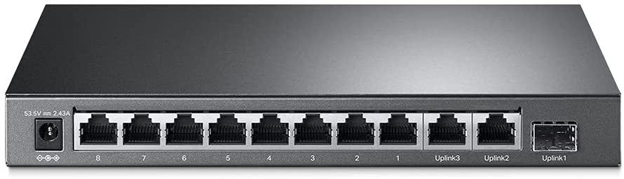 TP-Link TL-SL1311MP | 8 Port 10/100Mbps Fast Ethernet PoE Switch | 8 PoE+ Ports @124W, w/ 2 Uplink Gigabit Ports + 1 SFP Port | Limited Lifetime Protection | PoE Recovery | Extend & Isolation Mode 11 Port w/ 8-Port PoE+
