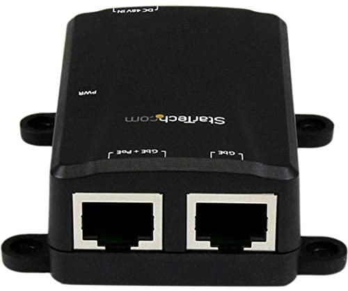 StarTech.com 1 Port Gigabit Midspan - PoE+ Injector - 802.3at and 802.3af - Wall-Mountable Power over Ethernet Injector Adapter (POEINJ1G) , Black Standard