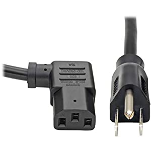 Tripp Lite Standard Computer Power Cord, 10A, 18AWG (NEMA 5-15P to Right Angle IEC-320-C13) 10-ft. (P006-010-13RA) Black 10 ft. Right Angle Power Cord