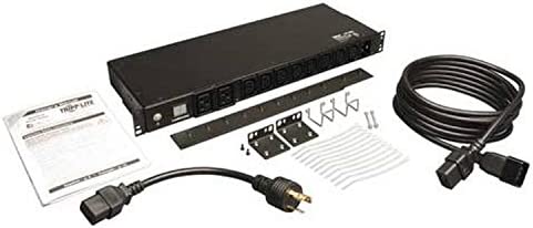 Tripp Lite Metered PDU, 10 Outlets (8 C13, 2 C19), 200-240V, C20/L6-20P Adapter, 3.2-3.8kW, 12 ft. Cord, 1U Rack-Mount Single-Phase PDU, TAA (PDUMH20HV)
