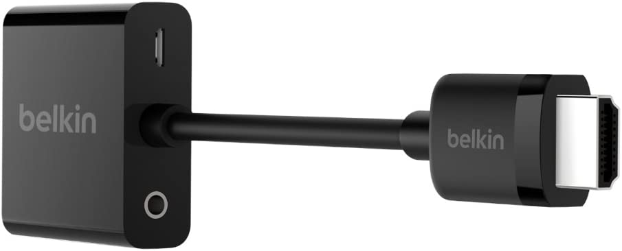 Belkin HDMI to VGA Adapter with Micro-USB Power and Audio Support, Compatible with Apple TV 4K and Most TVs