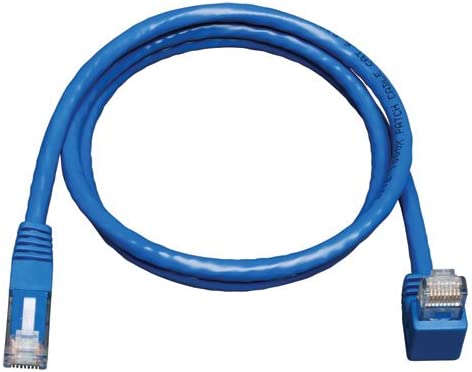 Tripp Lite Cat6 Gigabit Molded Patch Cable (RJ45 Right Angle Down M to RJ45 M) Blue, 10-ft.(N204-010-BL-DN) 10 feet Right Angle Down