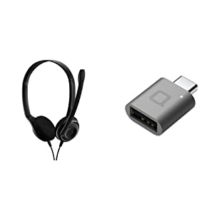 Epos Sennheiser Consumer Audio Sennheiser PC 8 USB, Black, Small & USB C to USB Adapter,USB-C to USB 3.0 Adapter,USB Type-C to USB,Thunderbolt 3 to USB Female Adapter OTG (Space Gray)