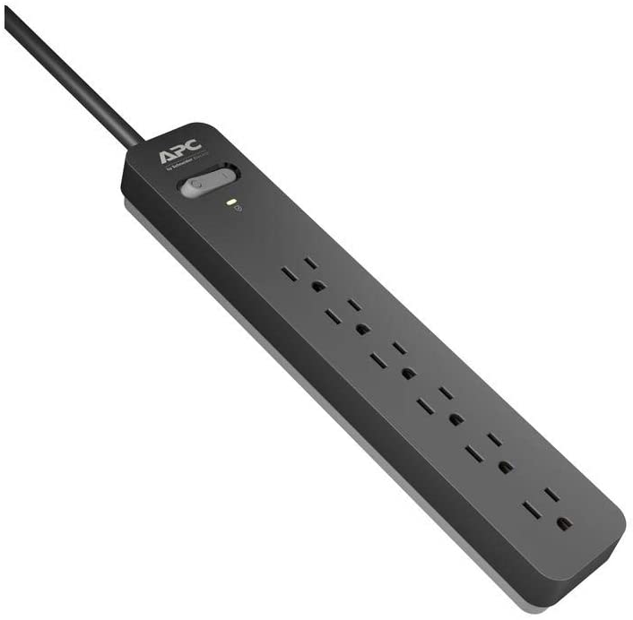 APC Surge Protector with Extension Cord 15 Ft, PE615, 6-Outlets, 1080 Joule, Power Strip Long Cord Black 15' Cord
