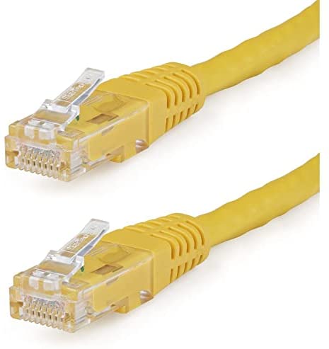 StarTech.com 1ft CAT6 Ethernet Cable - Yellow CAT 6 Gigabit Ethernet Wire -650MHz 100W PoE++ RJ45 UTP Molded Category 6 Network/Patch Cord w/Strain Relief/Fluke Tested UL/TIA Certified (C6PATCH1YL) Yellow 1 ft / 0.3 m 1 Pack