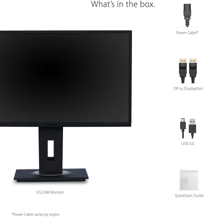 ViewSonic VG2248 22 Inch IPS 1080p Ergonomic Monitor with HDMI DisplayPort USB and 40 Degree Tilt for Home and Office 22-Inch