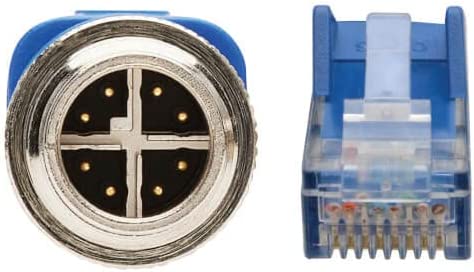 Tripp Lite M12 X-Code to RJ45 Cat6 Ethernet Cable (M/M), 1 Gbps, UTP, UL CMR-LP Certified for 60W PoE, Heavy-Duty IP68 Rating, 32.8 Feet / 10 Meters, Lifetime Manufacturer's Warranty (NM12-602-10M-BL) M12 to RJ45 32.8 ft / 10M