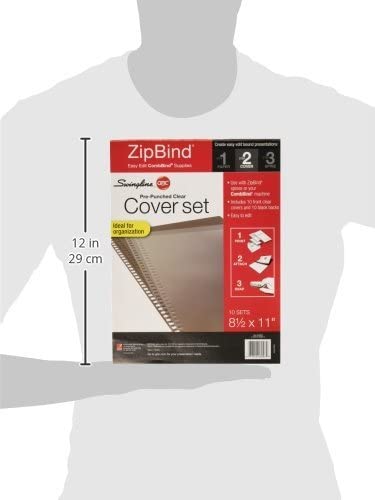 Iogear GBC ZipBind Pre-Punched Cover Set, Clear/Black, 10-Pack (26003)