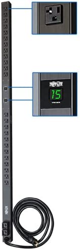 Tripp Lite Metered PDU, 30A, 24 Outlets (5-15/20R), 120V, L5-30P, 10 ft. Cord, 0U Vertical Rack-Mount Power (PDUMV30)