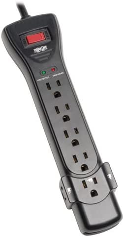 Tripp Lite 7 Outlet Surge Protector Power Strip, Extra Long Cord 25ft, Right-Angle Plug, Black, Lifetime Limited Warranty & $75K INSURANCE (SUPER725B) 25ft Cord (Black) Power Strip