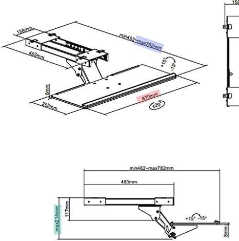 StarTech.com Under Desk-Mount Keyboard Tray - 26.4” Wide - Adjustable - Ergonomic Slide-Out Keyboard Shelf with Tilt and Swivel (KBTRAYADJ), Black Standard