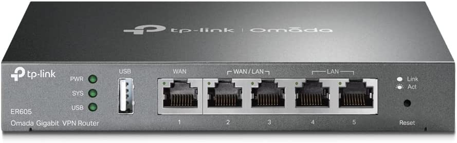 TP-Link ER605 V2 Wired Gigabit VPN Router | Up to 3 WAN Ethernet Ports + 1 USB WAN | SPI Firewall SMB Router | Omada SDN Integrated | Load Balance | Lightning Protection | Limited Lifetime Protection