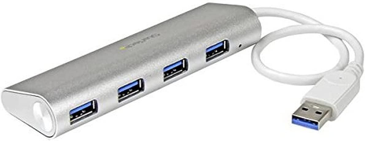 StarTech.com 4 Port Portable USB 3.0 Hub with Built-in Cable - Aluminum and Compact USB Hub (ST43004UA) Aluminum 4 x USB-A with Built in Cable
