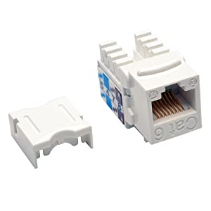 TRIPP LITE Cat6 Cat5e 110 Style Punch Down Keystone Jack, White, 25-Pack (N238-025-WH)