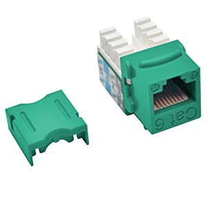 TRIPP LITE Cat6/Cat5e 110 Style Punch Down Keystone Jack Green TAA GSA (N238-001-GN)