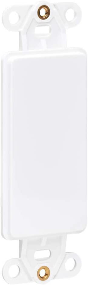 Tripp Lite Decora Wall Plate Insert, Decorative Center Plate, Vertical, Blank, White (N042D-100V-WH) 0 Ports Center Plate