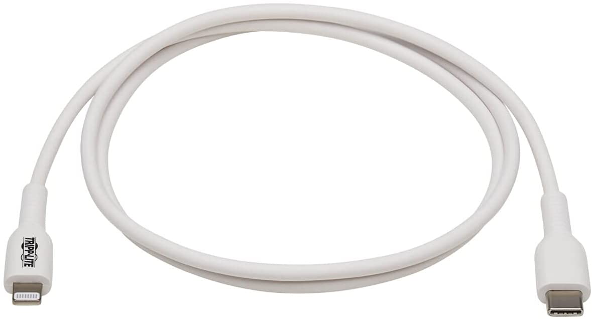 Tripp Lite Safe-IT USB-C to Lightning Charge Cable, Hospital-Grade Protection Cable (M/M), MFi Certified, White, 3.3 Feet / 1 Meter, 2-Year Warranty (M102AB-01M-WH)