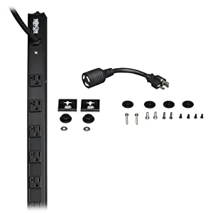 Tripp Lite Basic PDU, 20A, 14 Outlets (5-15/20R), 120V, L5-20P/5-20P Adapter, 15 ft. Cord, 0U Vertical Rack-Mount Power, 36 in. (PDUV20) Basic (36 in.) PDU