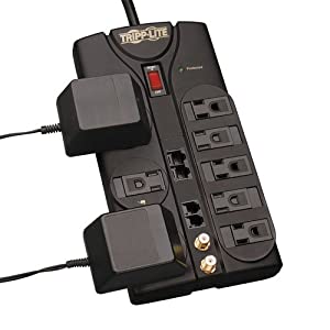 Tripp Lite TLP810NET Protect It! 8-Outlet Surge Protector (3,240 Joules; 10ft Cord; Modem/coaxial/Ethernet Protection)