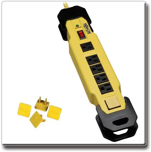 Tripp Lite 6 Outlet Industrial Safety Surge Protector Power Strip, 15ft Cord, Cord Wrap & Hang Holes, Metal, Lifetime Limited Warranty & $75K INSURANCE (TLM615SA) Black/Yellow 15.ft