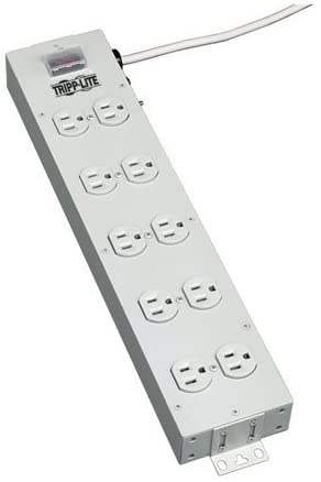 Tripp Lite 10 Outlet Home & Office Power Strip, 15ft Cord with 5-15P Plug, Light Gray (TLM1015NC)
