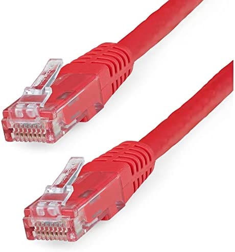StarTech.com 25ft CAT6 Ethernet Cable - Red CAT 6 Gigabit Ethernet Wire -650MHz 100W PoE++ RJ45 UTP Molded Category 6 Network/Patch Cord w/Strain Relief/Fluke Tested UL/TIA Certified (C6PATCH25RD) Red 25 ft / 7.6 m 1 Pack