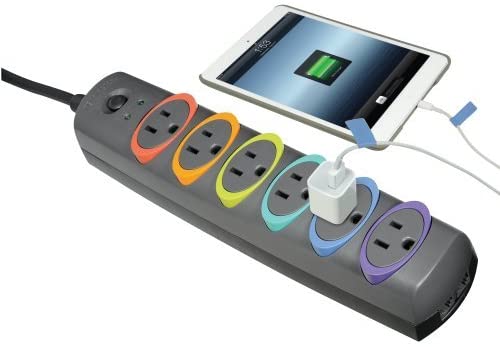 Kensington SmartSockets 6-Outlet, 6-Foot Cord, & 670 Joules Basic Surge Protector (K62146NA) Basic (670 Joules, 6' Cord)