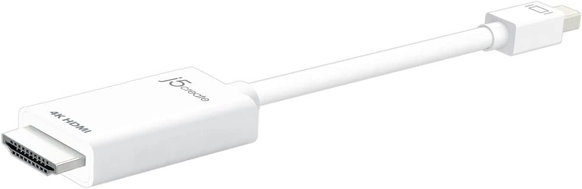 J5 create Mini DisplayPort to 4K HDMI Cable by j5create | Supports up to 4K x 2k @ 30Hz & 3D Video formats Over HDMI | 6 FT (White) Adapter | Compatible with Windows, Mac, Laptops, etc