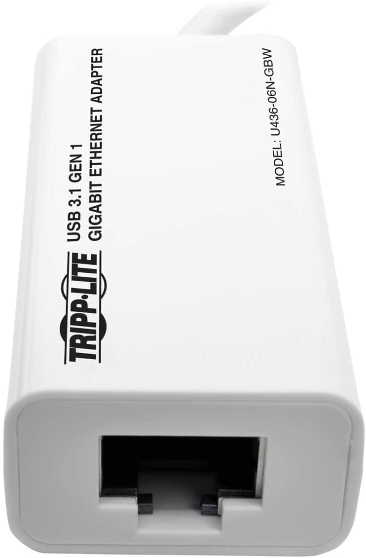 Tripp Lite USB-C to Gigabit Ethernet NIC Network Adapter 10/100/1000 Mbps White GbE