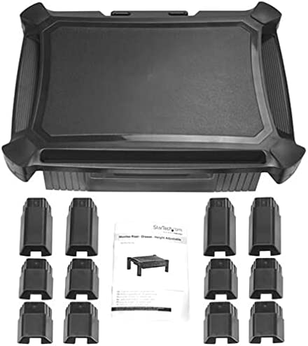 StarTech.com Adjustable Monitor Riser - Drawer - Monitors up to 32- Adjustable Height - Monitor Stand - Computer Monitor Riser (MONSTADJD) 6.6" x 13" x 17.1"