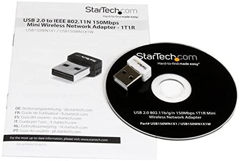 StarTech.com USB 150Mbps Mini Wireless N Network Adapter - 802.11n/g 1T1R USB WiFi Adapter - White USB Wireless Adapter - Wireless NIC (USB150WN1X1W)