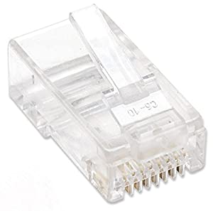 Intellinet network solutions Intellinet Cat5e RJ45 Connector Ends Set (100 pcs) - with 2 Prong Terminals for Stranded Wire & Gold Plated Contacts - for UTP Ethernet Cable Wire Applications – Lifetime Mfg Warranty - 790055