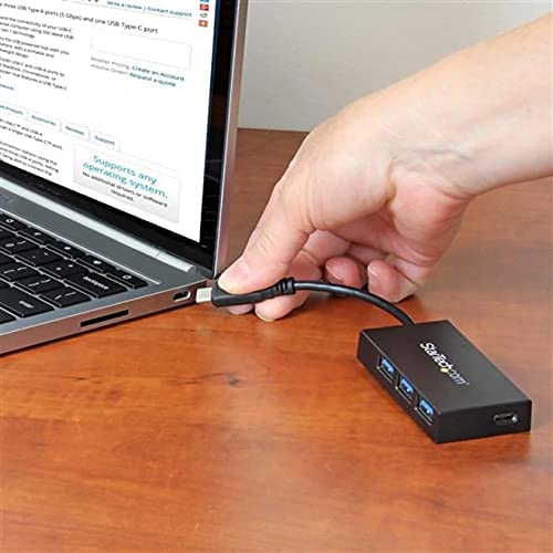 StarTech.com 4-Port USB 3.0 Hub - Powered USB 3.1 Gen 1 Hub - USB-C to 1x USB-C and 3X USB-A Adapter - USB-C Port Expander (HB30C3A1CFB)