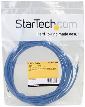 StarTech.com Cat5e Ethernet Cable15 ft - Blue - Patch Cable - Snagless Cat5e Cable - Network Cable - Ethernet Cord - Cat 5e Cable - 15ft 15 ft / 4.5m Blue
