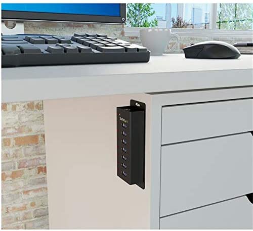 StarTech.com 7 Port USB 3.0 Hub (5 Gbps) - Metal Enclosure - Desktop or Wall Mountable - Rugged & industrial Powered USB Expander and Splitter Hub (ST7300U3M) Black (Metal) Mountable Cable