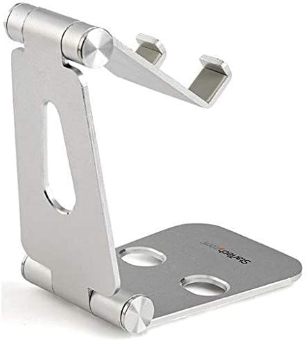 StarTech.com Phone and Tablet Stand - Foldable Universal Mobile Device Holder for Smartphones & Tablets Adjustable Multi-Angle Ergonomic Cell Phone Stand for Desk Portable (USPTLSTND), 4in to 13in