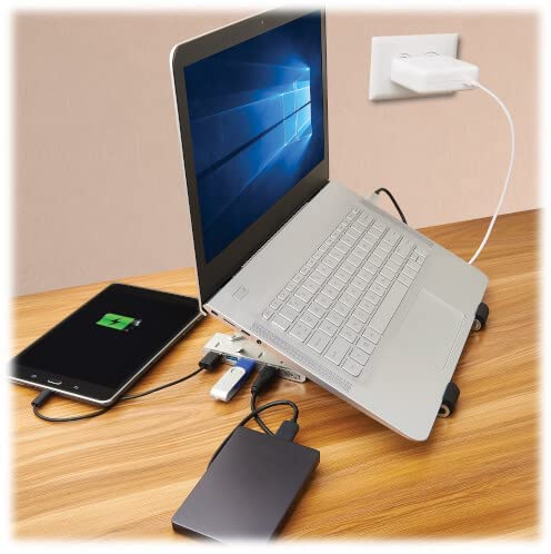 Tripp Lite Inclined Laptop Stand USB-C Hub Four USB-A Ports, USB 3.2 Gen 1, 5 Gbps Data Transfer, 100W Power Delivery Charging 20V 5A, Sturdy Adjustable/Foldable Stand, 1-Year Warranty (U460-ST4-4A-C) Laptop Stand Hub