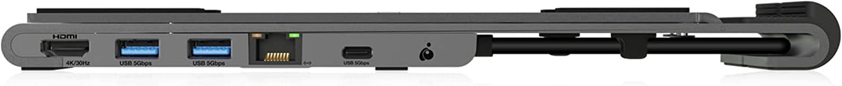 IOGEAR Dock Pro 6-in-1 4K Dock Stand, Adjustable/Foldable Laptop Stand with Docking Station, HDMI 4K@30hz (3440x1440 @60Hz), 2x USB-A, USB-C Data, 100W PD, Fast Role Swap, Win 10/11 macOS - GUD3C4K1LS
