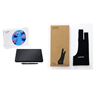 Wacom PTH460K0A Intuos Pro Digital Graphic Drawing Tablet for Mac or PC, Small New Model & Drawing Glove, Two-Finger Artist Glove for Drawing Tablet Pen Display, 90% Recycled Material, eco-Friendly Small Regular + Drawing Glove (1 pack)