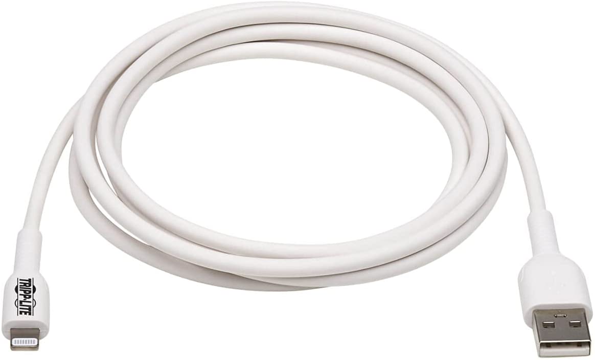 Tripp Lite Safe-IT USB-A to Lightning Charge Cable, Hospital-Grade Protection Cable (M/M), MFi Certified, White, 6.6 Feet / 2 Meters, 2-Year Warranty (M100AB-02M-WH)