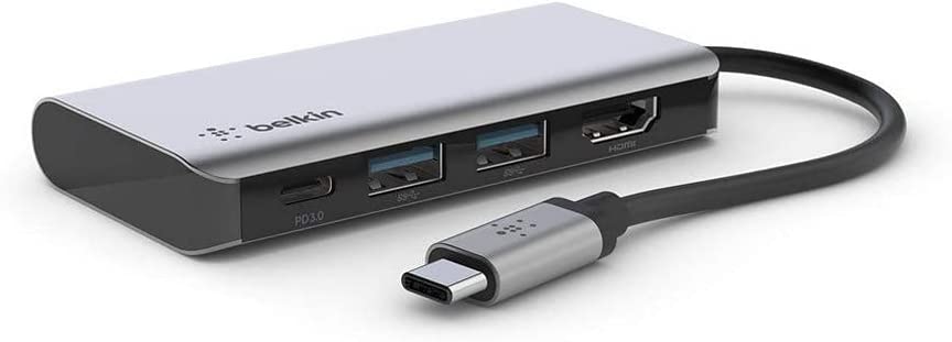 Belkin USB C Hub, 4-in-1 MultiPort Adapter Dock with 4K HDMI, USB-C 100W PD Pass-Through Charging, 2 x USB A Ports for MacBook Pro, Air, iPad Pro, XPS and More 4-in-1 Docking Station