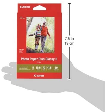 Canon Glossy Photo Paper Plus II, 4"x6"(50 Sheets) 4'x6' (50 Sheets) Single