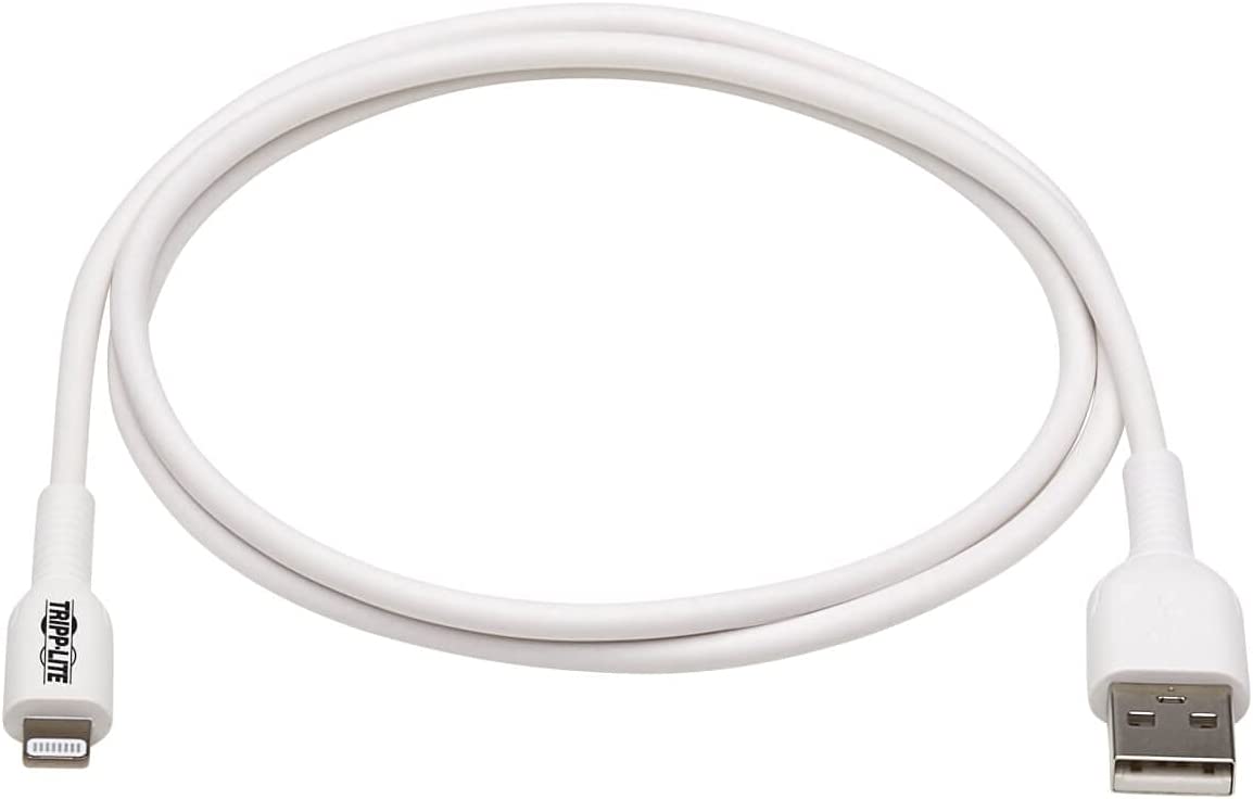 Tripp Lite Safe-IT USB-A to Lightning Charge Cable, Hospital-Grade Protection Cable (M/M), MFi Certified, White, 3.3 Feet / 1 Meter, 2-Year Warranty (M100AB-03M-WH)