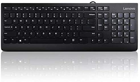 Lenovo 300 USB Combo, Full-Size Wired Keyboard & Mouse, Ergonomic, Left or Right Hand Mouse, Optical Mouse, GX30M39606, Black Keyboard + Mouse Black