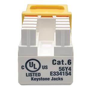 TRIPP LITE Cat6/Cat5e 110 Style Punch Down Keystone Jack Yellow TAA GSA (N238-001-YW)