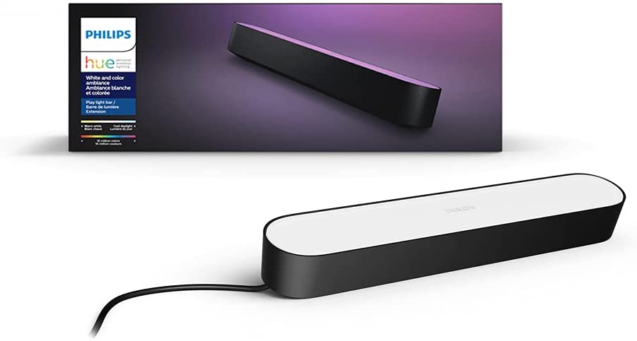Philips Hue Play White & Color Smart Light Extension, Hub Required/NO Power supply included (Smart Lighting Compatibility with Amazon Alexa, Apple Homekit & Google Home) Extension (No Plug) Black