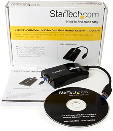 StarTech.com USB 3.0 to VGA Display Adapter 1920x1200 1080p, DisplayLink Certified, Video Converter w/ External Graphics Card - Mac & PC (USB32VGAPRO), Black USB 3.0 to VGA Adapter